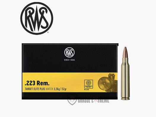 20 Cartucce RWS cal 223 Rem 52gr Target Elite Plus Match
