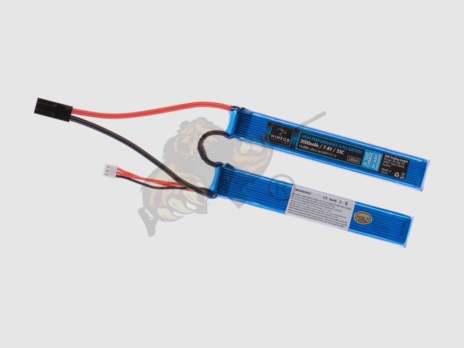 Airsoft LiPo Akku 7.4V 2000mAh 25C Stock Twin Type - Nimrod