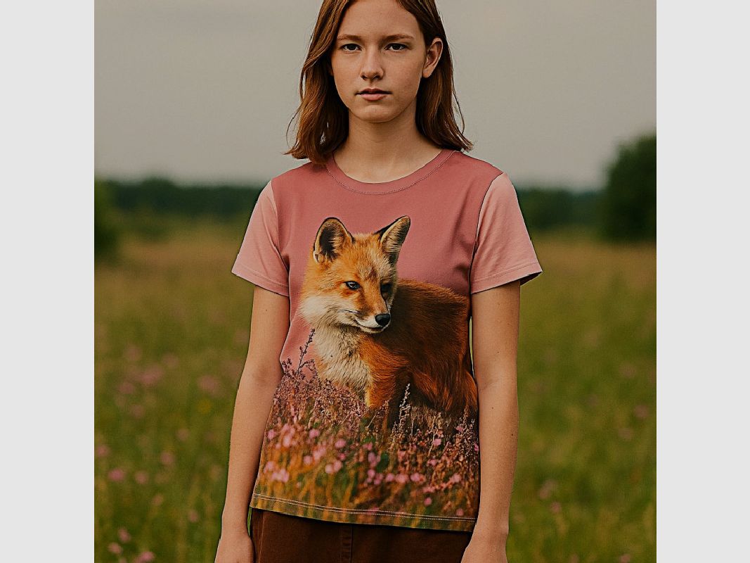 Roze T-shirt voor kinderen met een vos WADERA, afbeelding 3 van 3