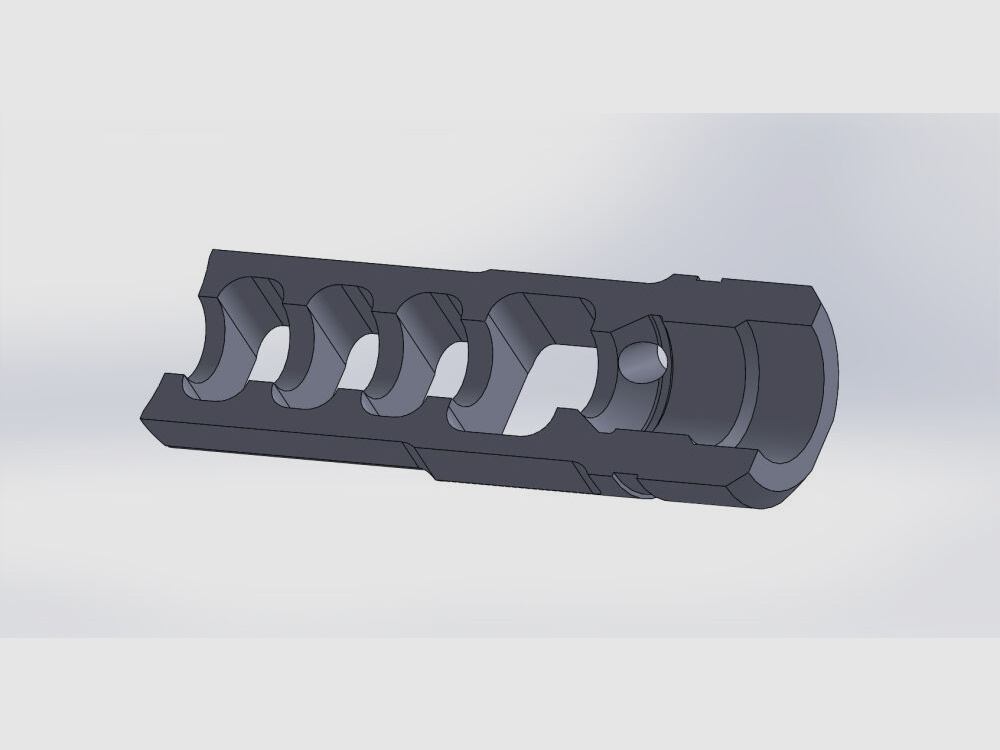 Glarner Weapons Manufacturing + Trading House AG Switzerland SPC RECLESS compensator for 9mm Luger M15X1 right barrels, Swiss Pistol Carbine, Switzerland