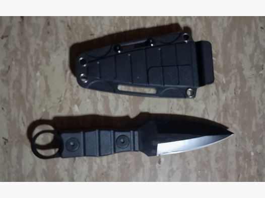 Outdoor Tactical Knife Messer Survival stabiles Edelstahl Messer Camping klettern schwarz mit Messerscheide neuwertig aus Sammlung  /3