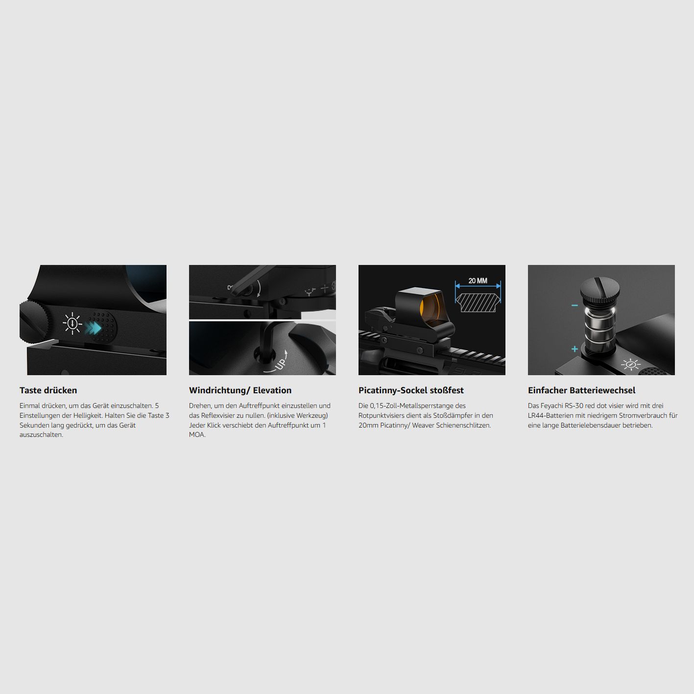 Feyachi RS-30 Red Dot - Red dot sight for Picatinny - 4 different reticles - red