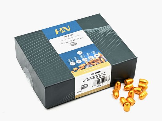 Projectiles pour Pistolets/Révolvers, H+N .451 HS-RN, 230gr, 500 pcs, .45 ACP