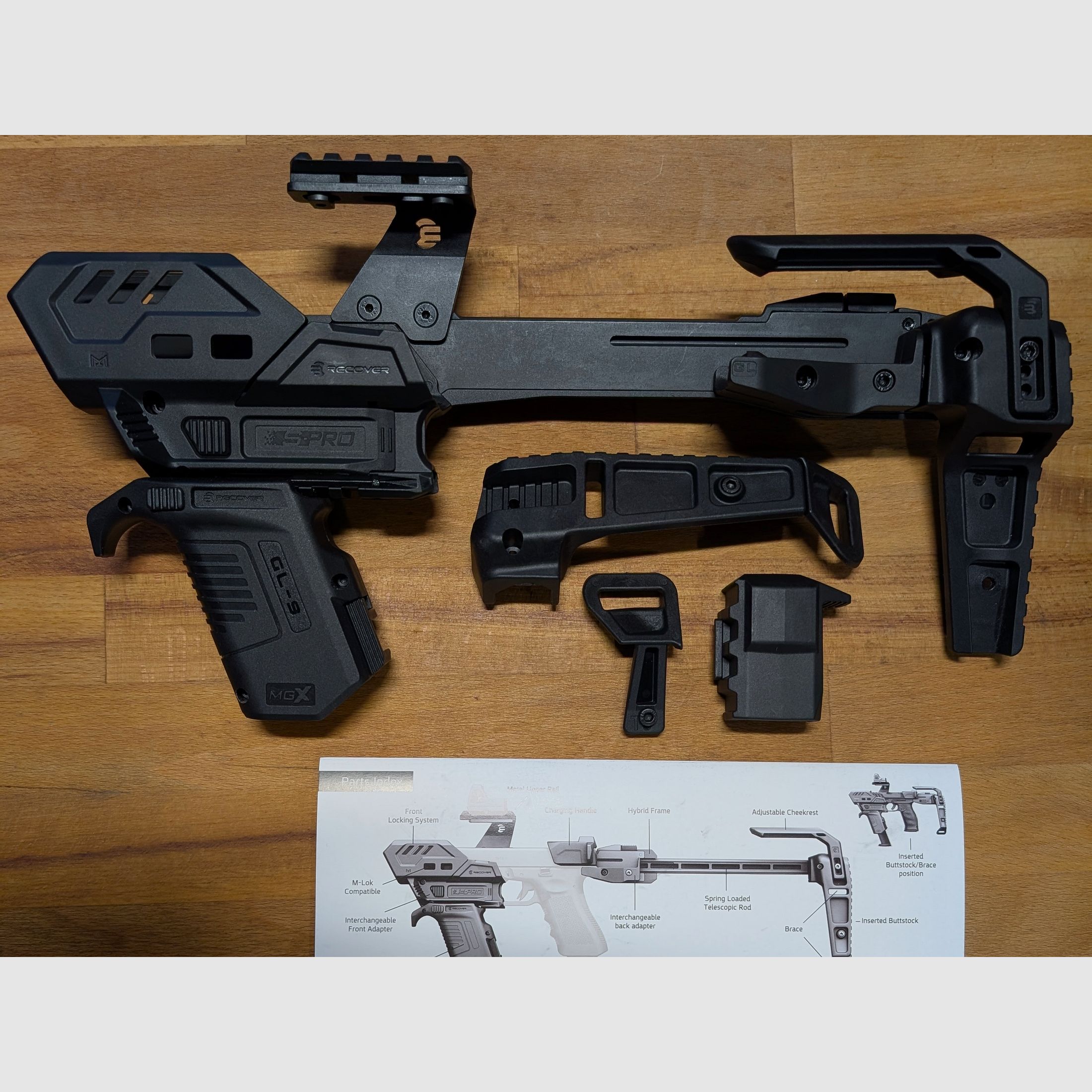 RECOVER GLOCK conversion FULL kit SPRO MG pistol stock 1-color black