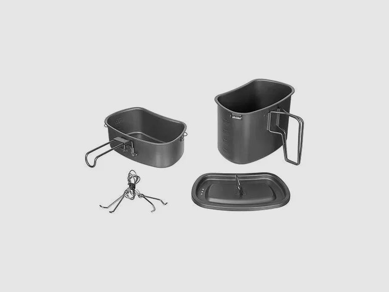 Fox Outdoor Kochgeschirr mit Klappgriffen Titan 3-teilig