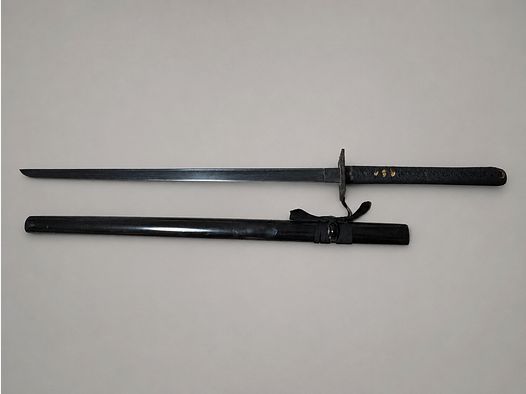 Schwarzes Dekoschwert im Katana-Stil mit Drachentsuba