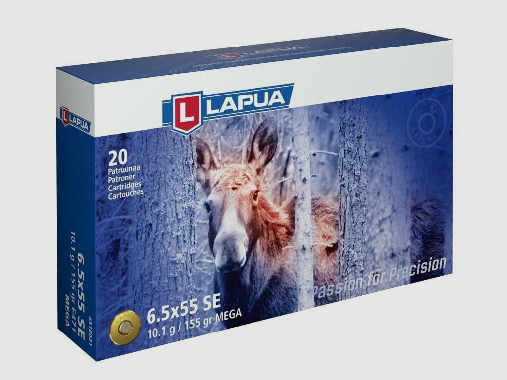 Lapua-munitie cal. 6,5x55 SE Mega 10,1 g (verpakking van 20 stuks)