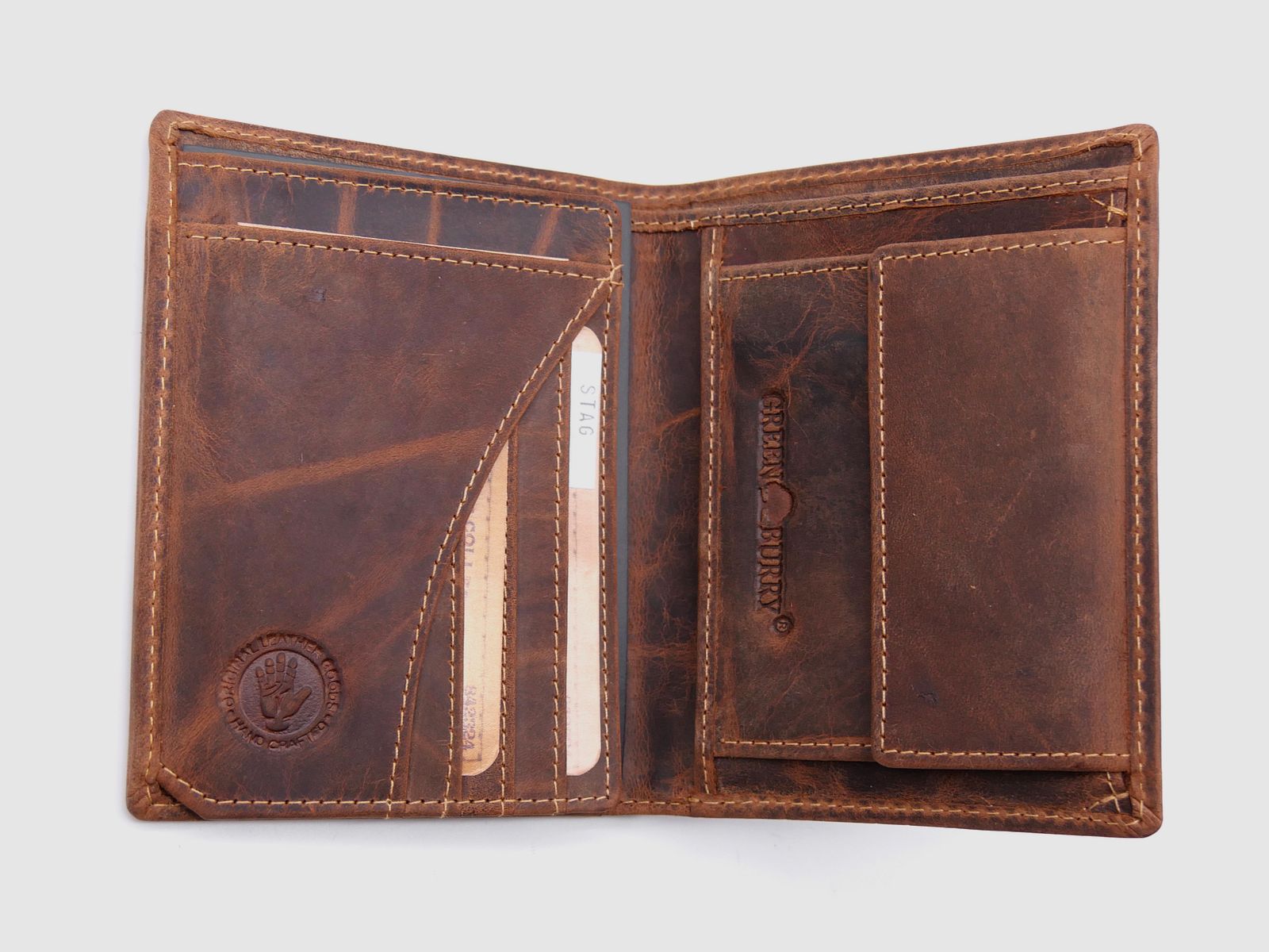 Greenburry Leder Geldbörse braun Vintage Animal Collection Royal Stag Hirsch 1701-stag-25