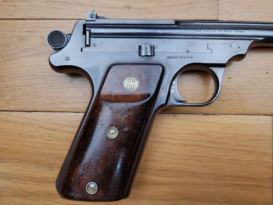Wunder Art Déco – Seltene Smith&Wesson Straight Line Pistole – 22LR – 10 Zoll – nur 1.870 Stück hergestellt! – Baujahr 1925! Top Zustand!, Bild 8 von 24
