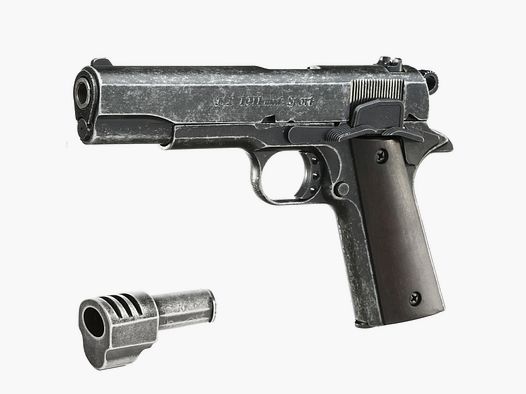 ME 1911 Modelo Sport, Cal. 9 mm P. A. Bang, aspecto antiguo, empuñadura de madera