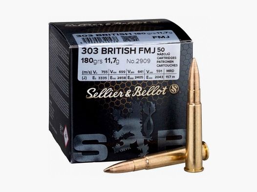 Munitions Sellier Bellot calibre 303 British 180 grains FMJ par 50