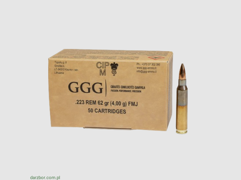 Munition .223 Rem GGG GPR12 FMJ 62 gr