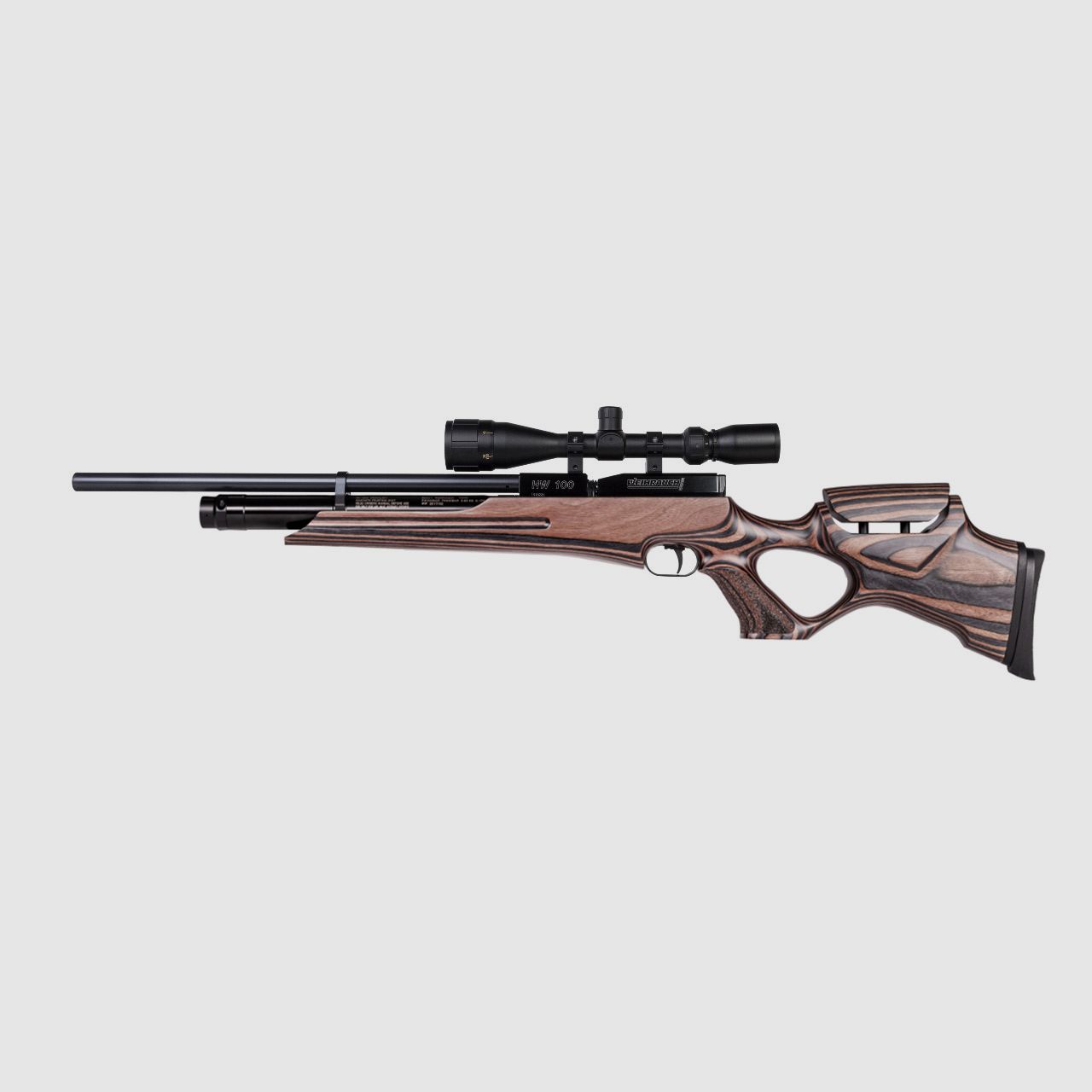 Pressluftgewehr Weihrauch HW 100 T F.S.B. verstellbarer Schichtholzlochschaft Laufmantel Kaliber 4,5 mm (P18)