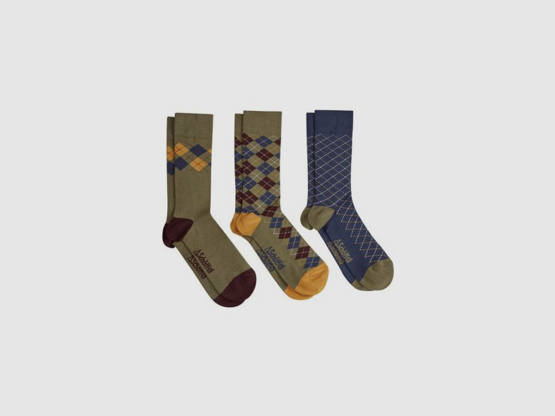 Schöffel Men's Bamboo Sock (Box of 3) Mustard Argyle