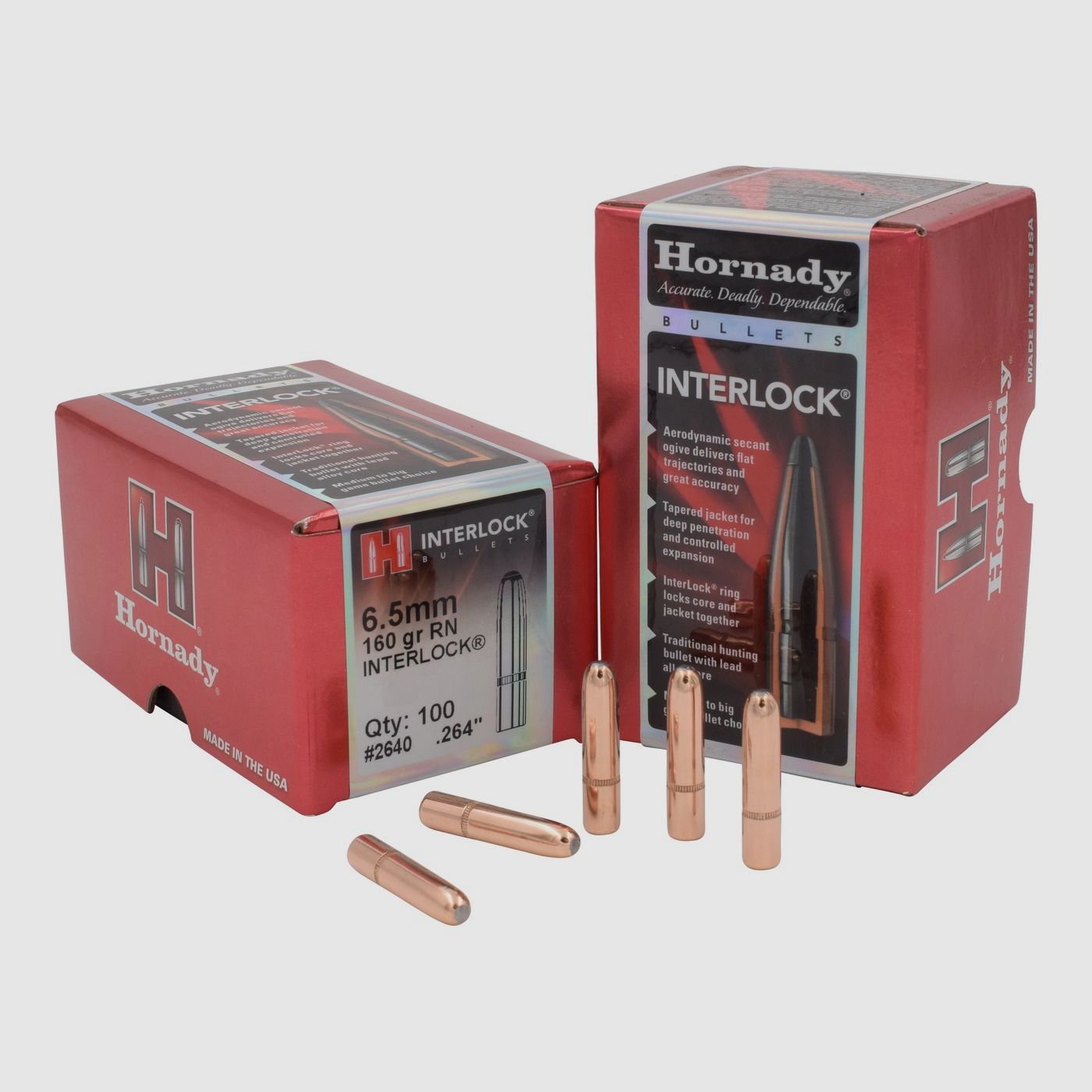 Hornady BULLETS .6,5MM /.264 160GR INTERLOCK RN – 100 Stk.