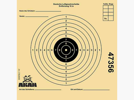 AKAH Luftgewehr-Scheibe 12x12cm mit 10 Ringen