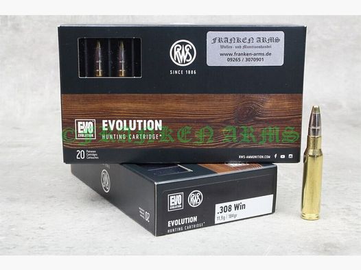 RWS Evolution .308 Win. 184gr. 11,9g 20 pièces Prix dégressif