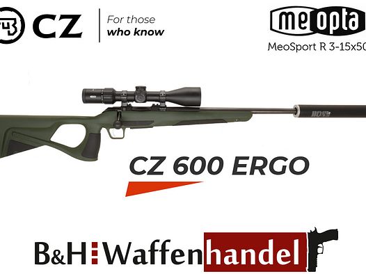 CZ  600 ERGO Lochschaft Komplettpaket mit Meopta 3-15x50, Schalldämpfer, Montagen