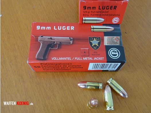 GECO	 100 Stück Patronen GECO-9mm Luger-Vollmantel