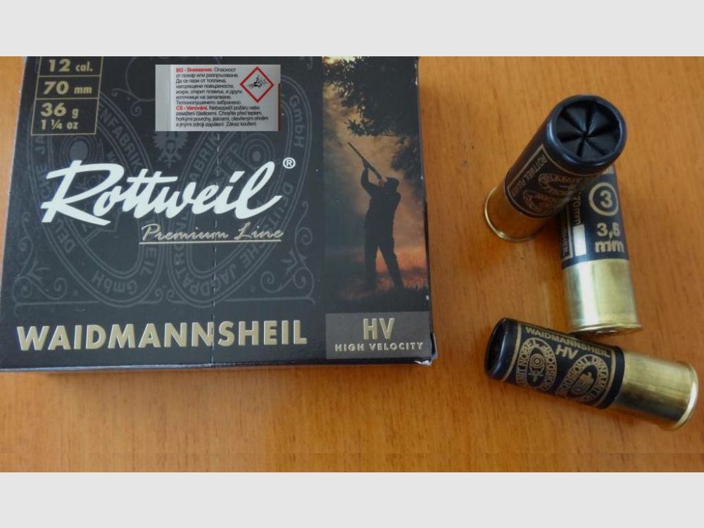 Rottweil Rottweil Schrotpatronen Waidmannsheil HV Plastik 12/70-3,5mm