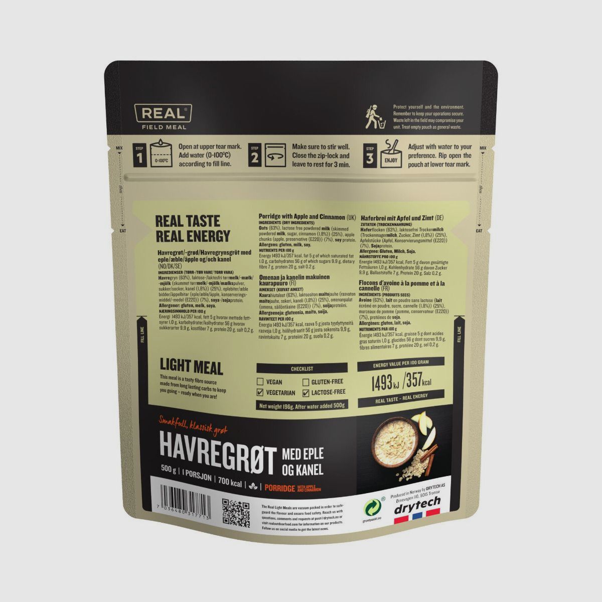 Drytech Light Meal Porridge with Apple and Cinnamon, Bild 2 von 6