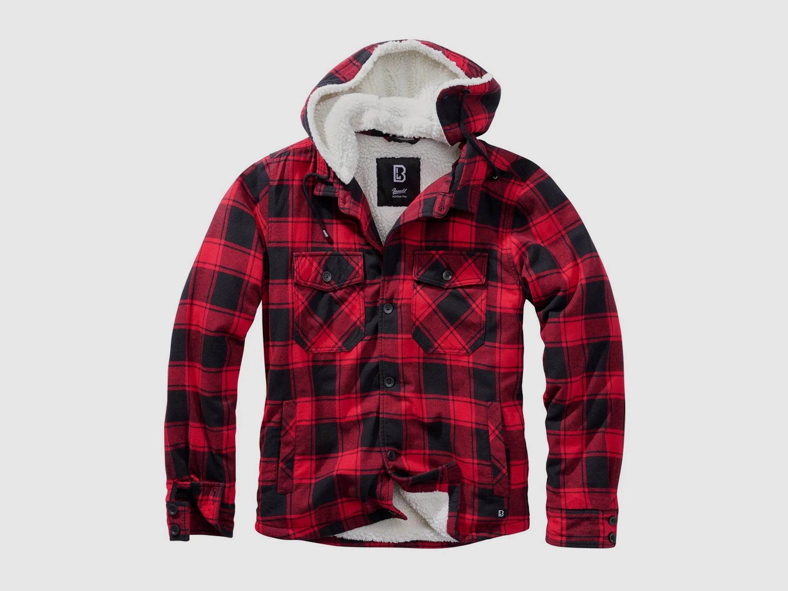 Brandit Brandit Jacke Lumberjacket Hooded rot schwarz