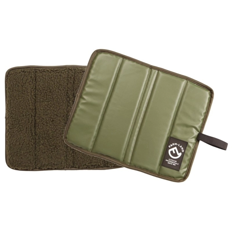 Farm-Land hunting seat cushion, olive faux fur