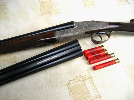 Ziegenhahn & Sohn, "Berst Gun" Ausstellungswaffe Seitenschlossflinte mit Wechsellauf