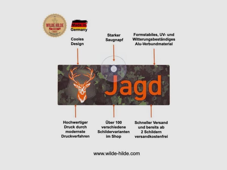 Wilde Hilde Autoschild | Jagd camo orange, Bild 3 von 4