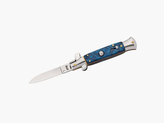 Springmesser, blau schönes Marmor-Muster klassisches Stiletto