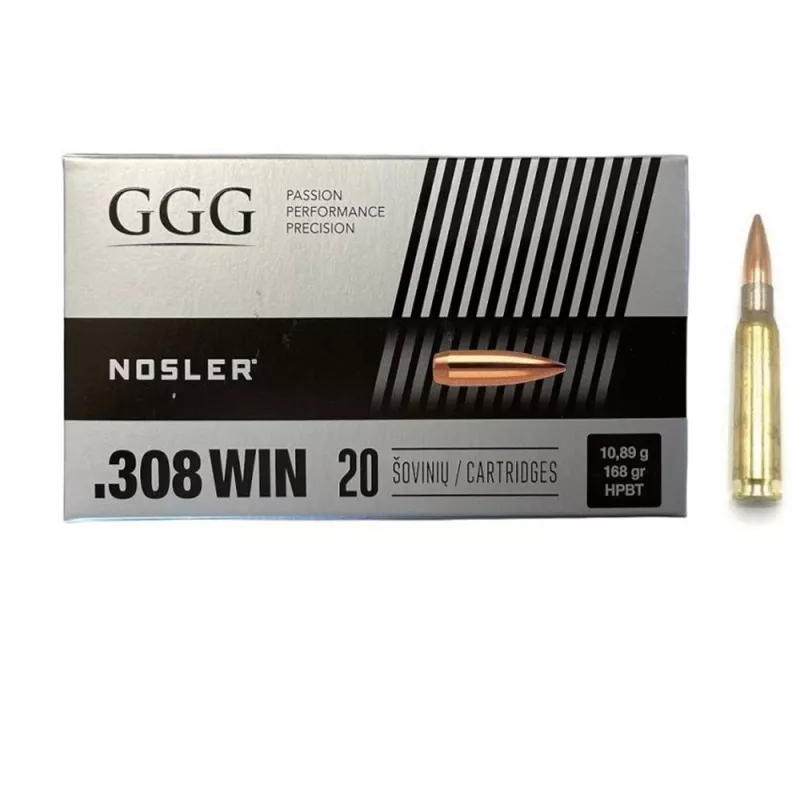 .308 WIN GGG NOSLER FMJ HPTB 168GR