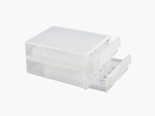 Caja de huevos de plástico transparente para 60 huevos - 2 cajones 26,5 x 17 x 34 cm