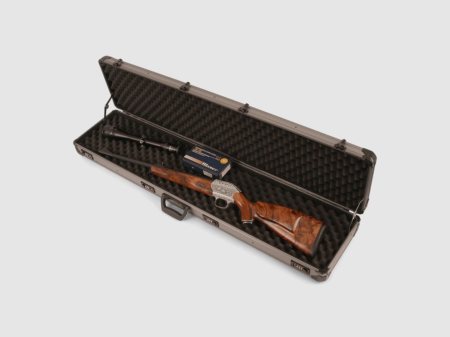 Jacob Winter Valigia per fucile in alluminio tipo flight case 123 cm, immagine 3 di 5
