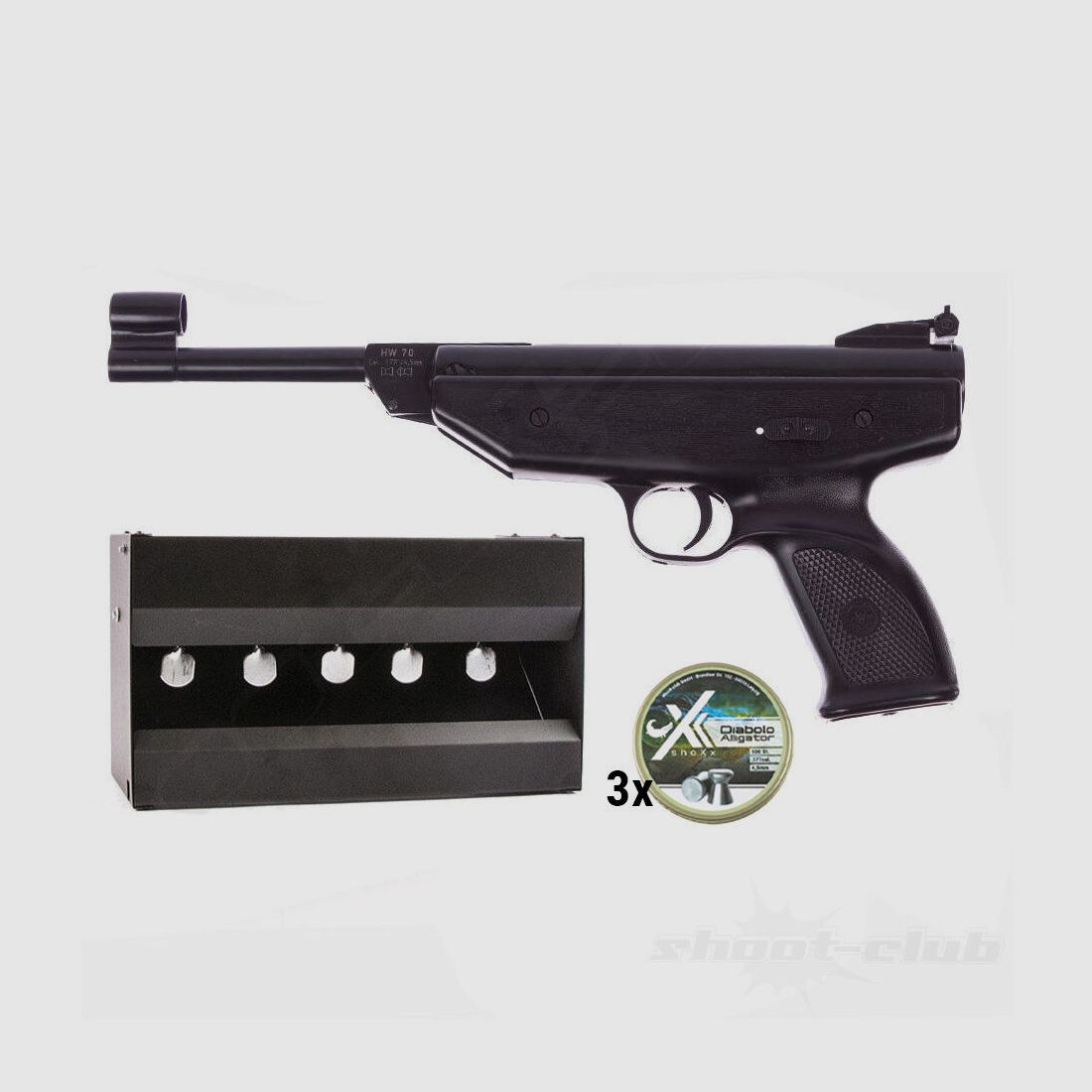 Weihrauch HW 70 air pistol 4.5mm plinking set