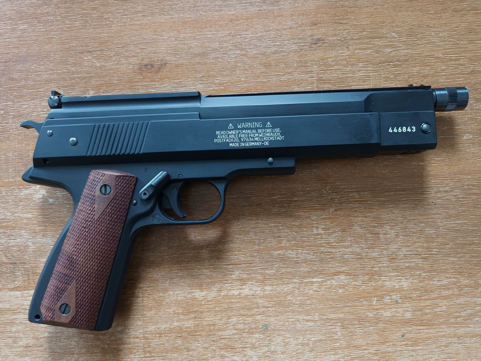 Federdruck Luftpistole Weihrauch HW 45 Black Kaliber 4,5 mm  + Schalldämpfer
