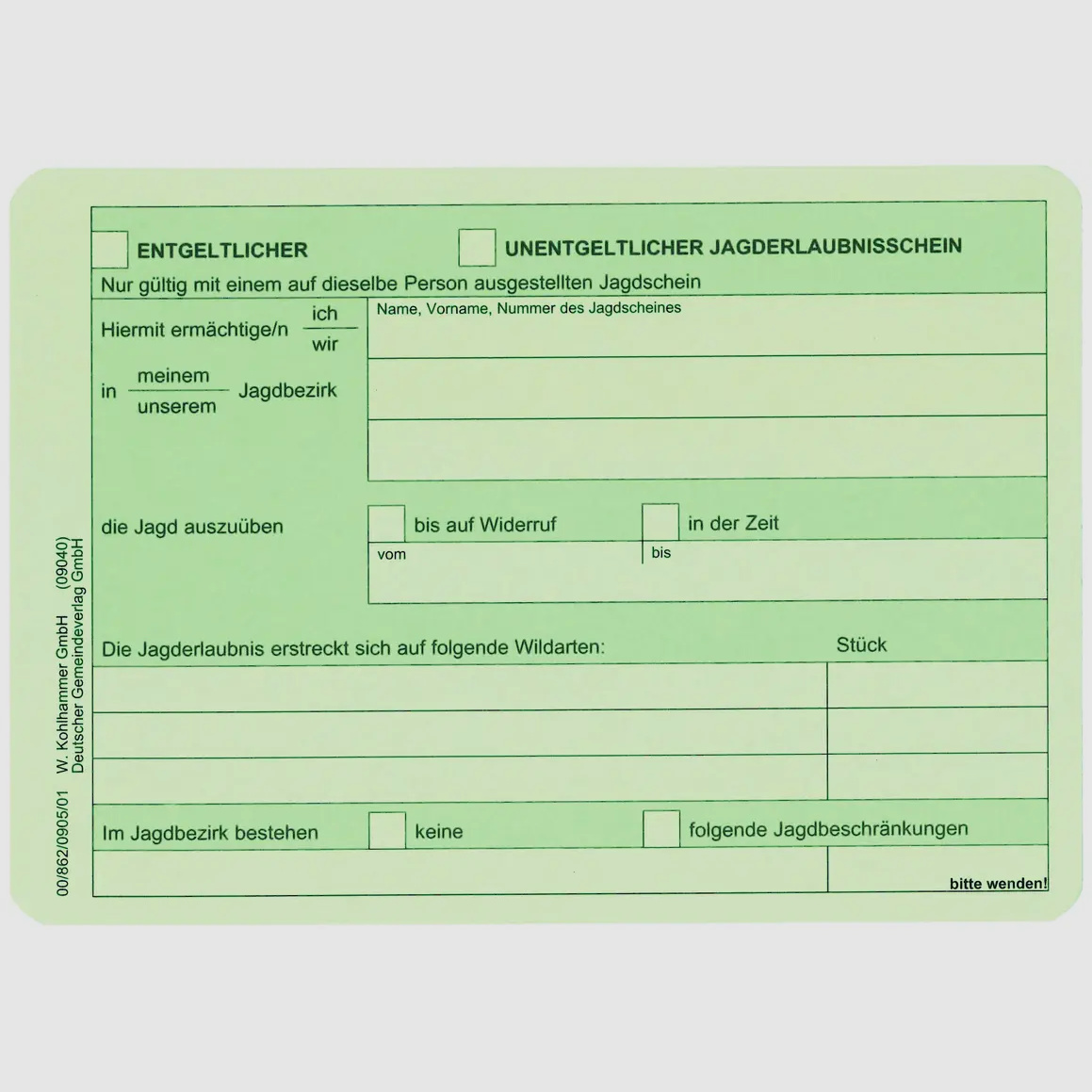 Jagderlaubnisschein