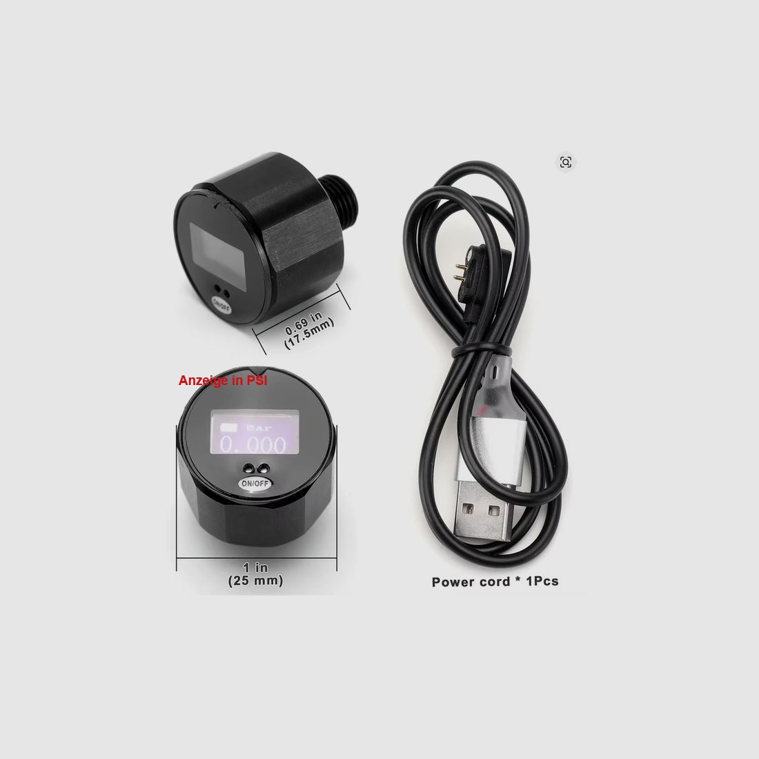 2x digital pressure gauge 25mm (M8, 4500 PSI / 310 Bar) | NEW | for example for HP Max