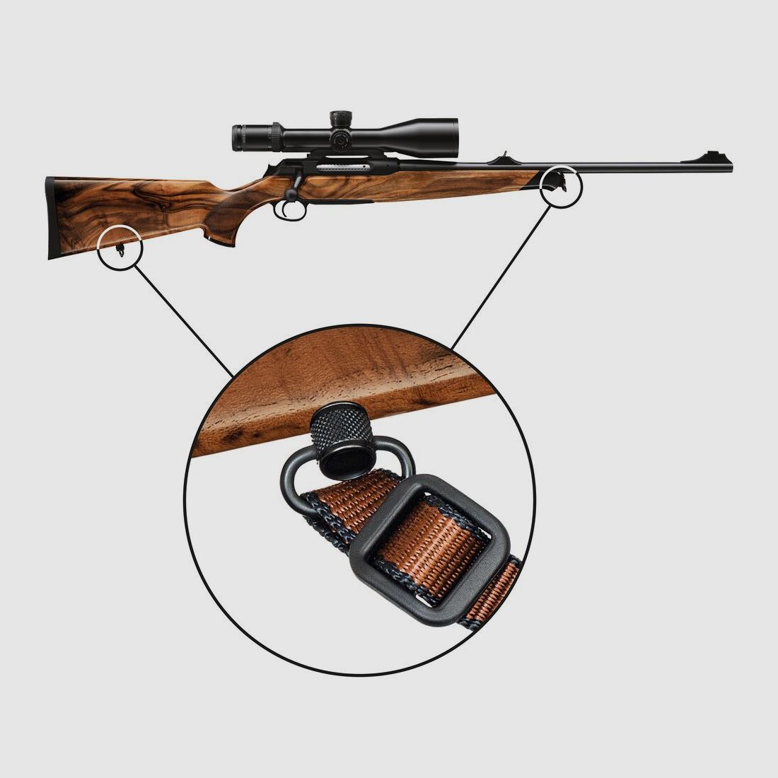 Riemenbeugel + bus – Push & Go "Slim" – Voor hout – draaibaar