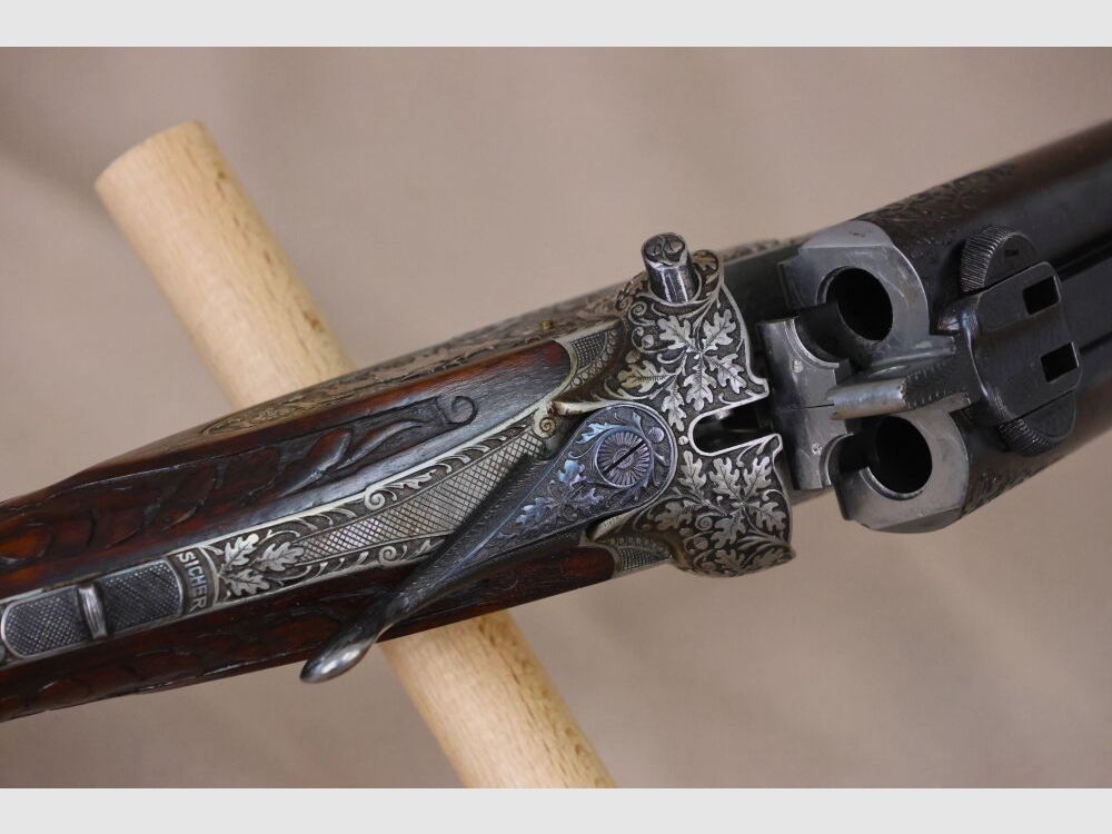 Zehner FFM Doppelbüchse // Exklusiv // Ejektor! // Tolle Gravur und Schaftholz !!
