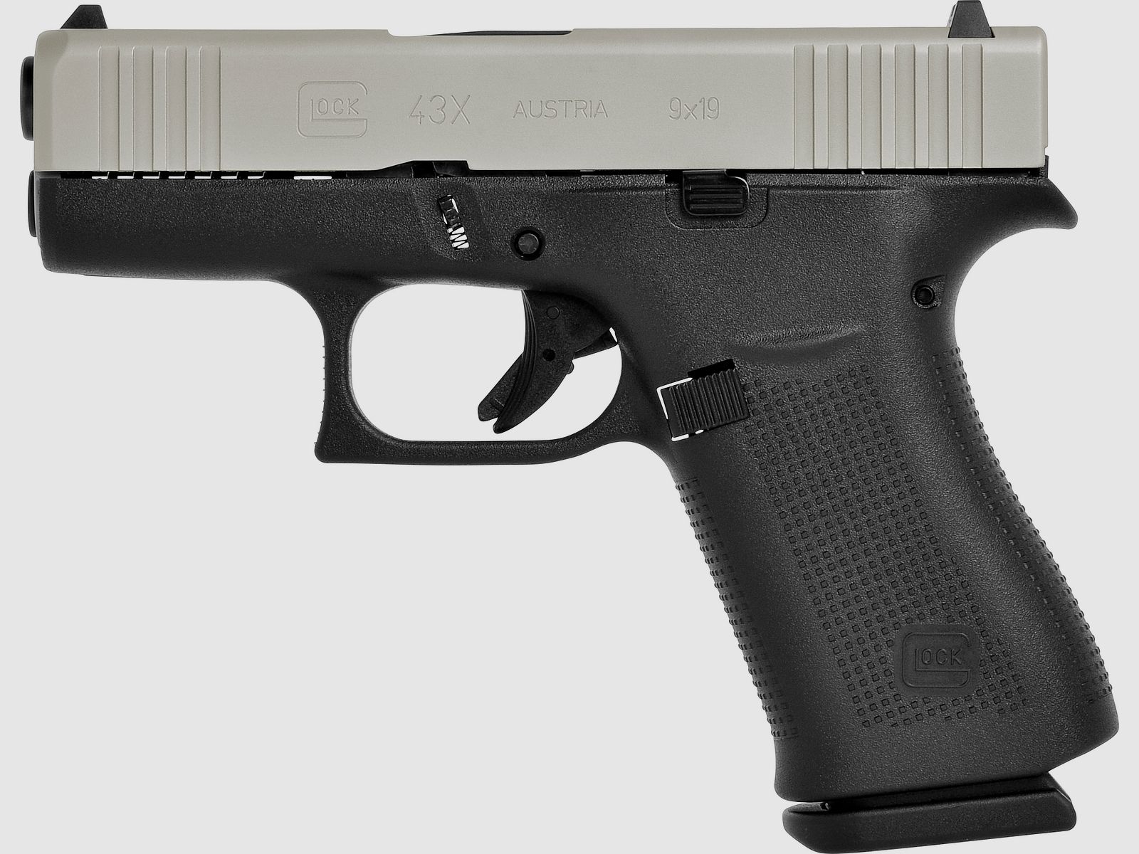 Glock Pistole G43X Silver Slide FS 9mm Luger 3.41″ / 87 mm 10+1, Subcompact Slimline