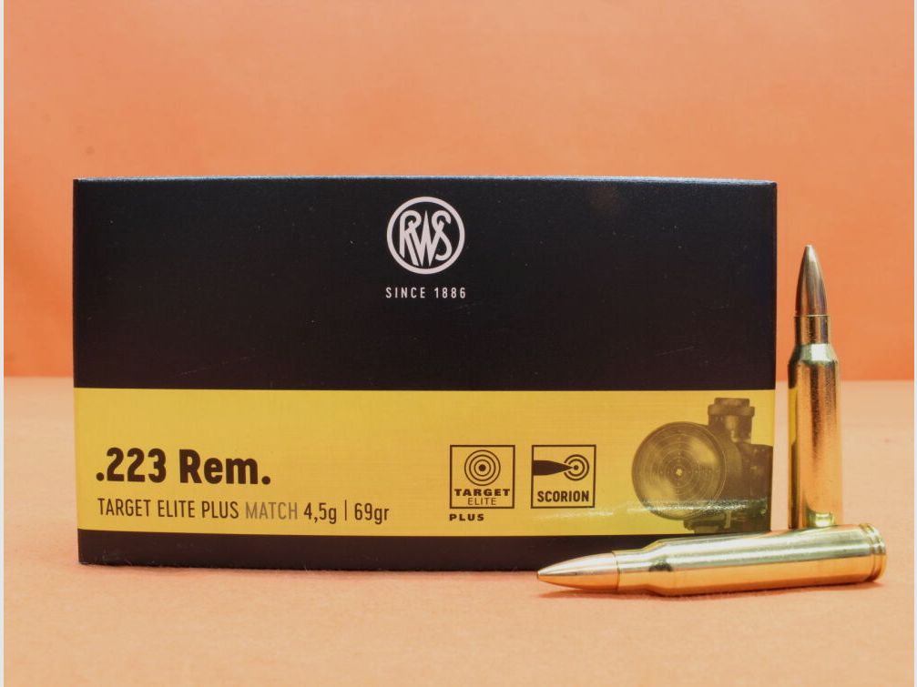 RWS cartridge .223Rem RWS 69grs HPBT (2411868) box of 20 cartridges (Target Elite Plus)/ 4.5g hollow point match