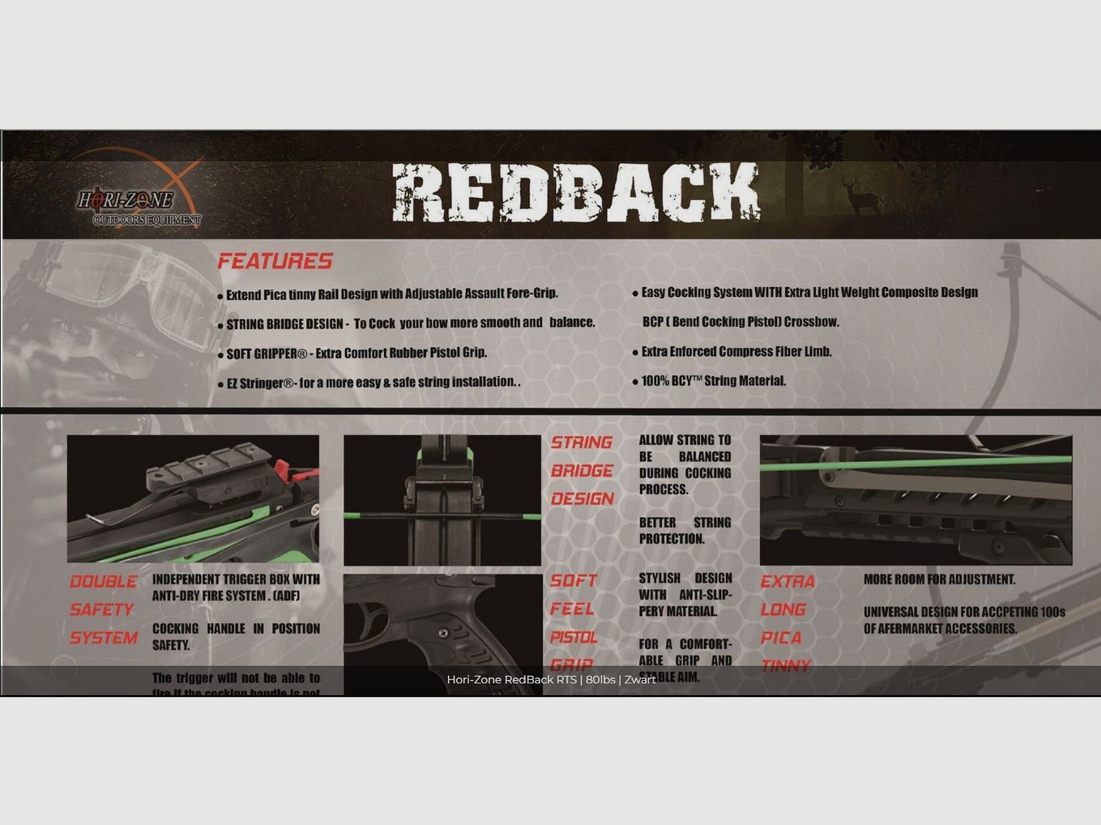 Brandneue Hori-Zone Redback 80 lbs Armbrust-Pistole