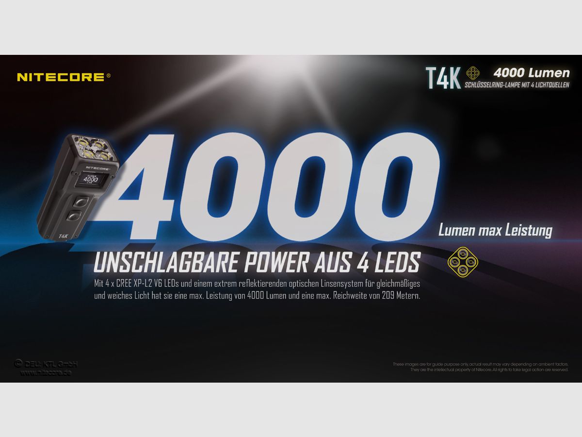 Nitecore T4K LED Taschenlampe 4000 Lumen
