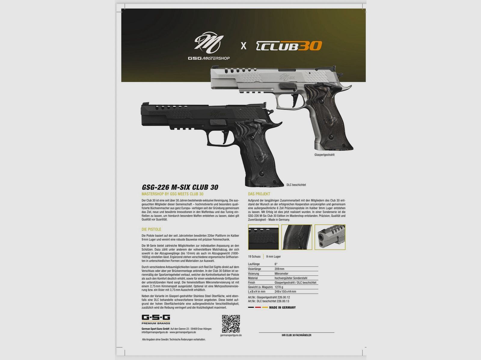 GSG-226 M-SIX CLUB 30 9mmLuger Pistola, immagine 3 di 13
