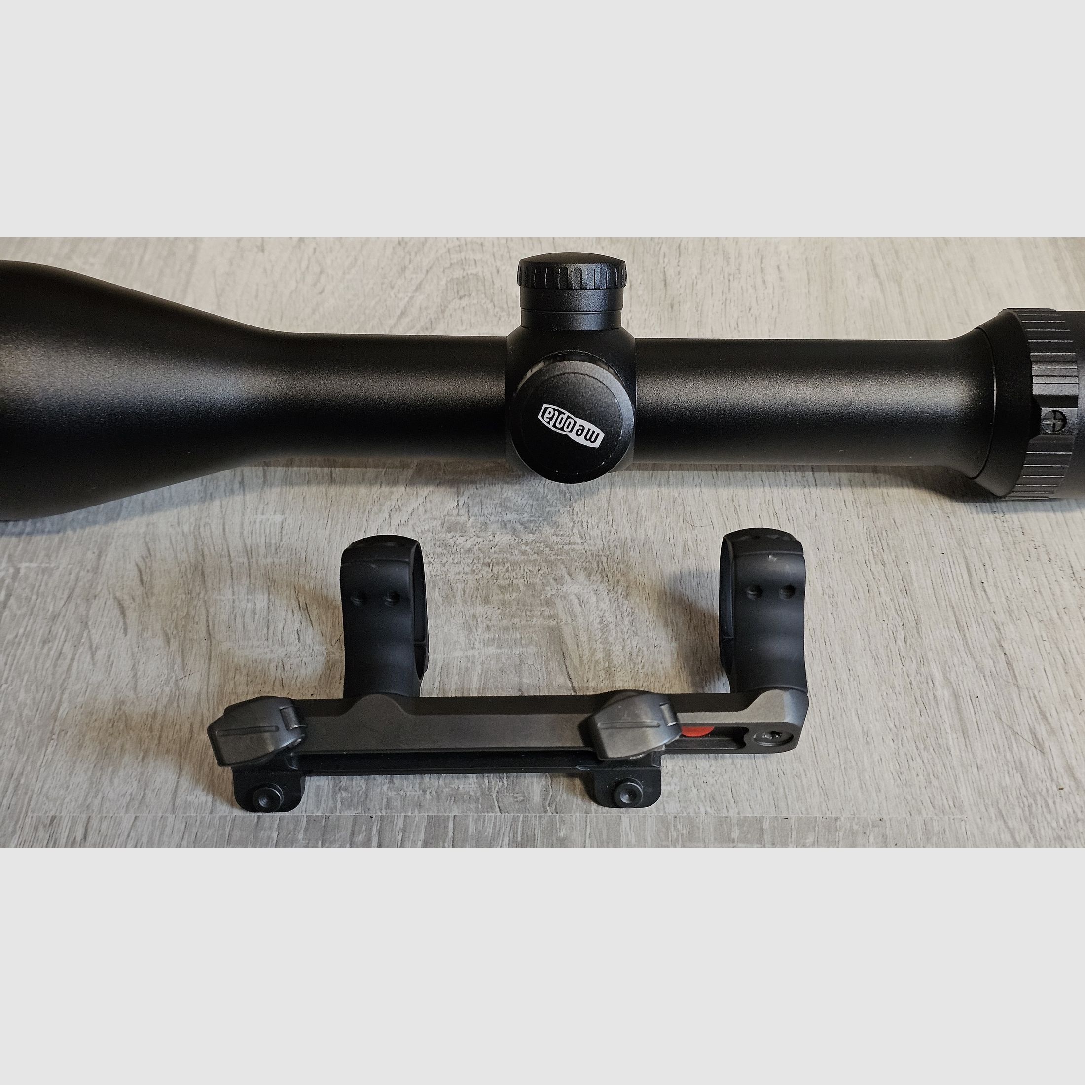 Scope Meopta MeoStar R1 3-12x56 RD (Red dot, reticle 4C) including original Blaser saddle mount (30 mm rings) and flip-open caps