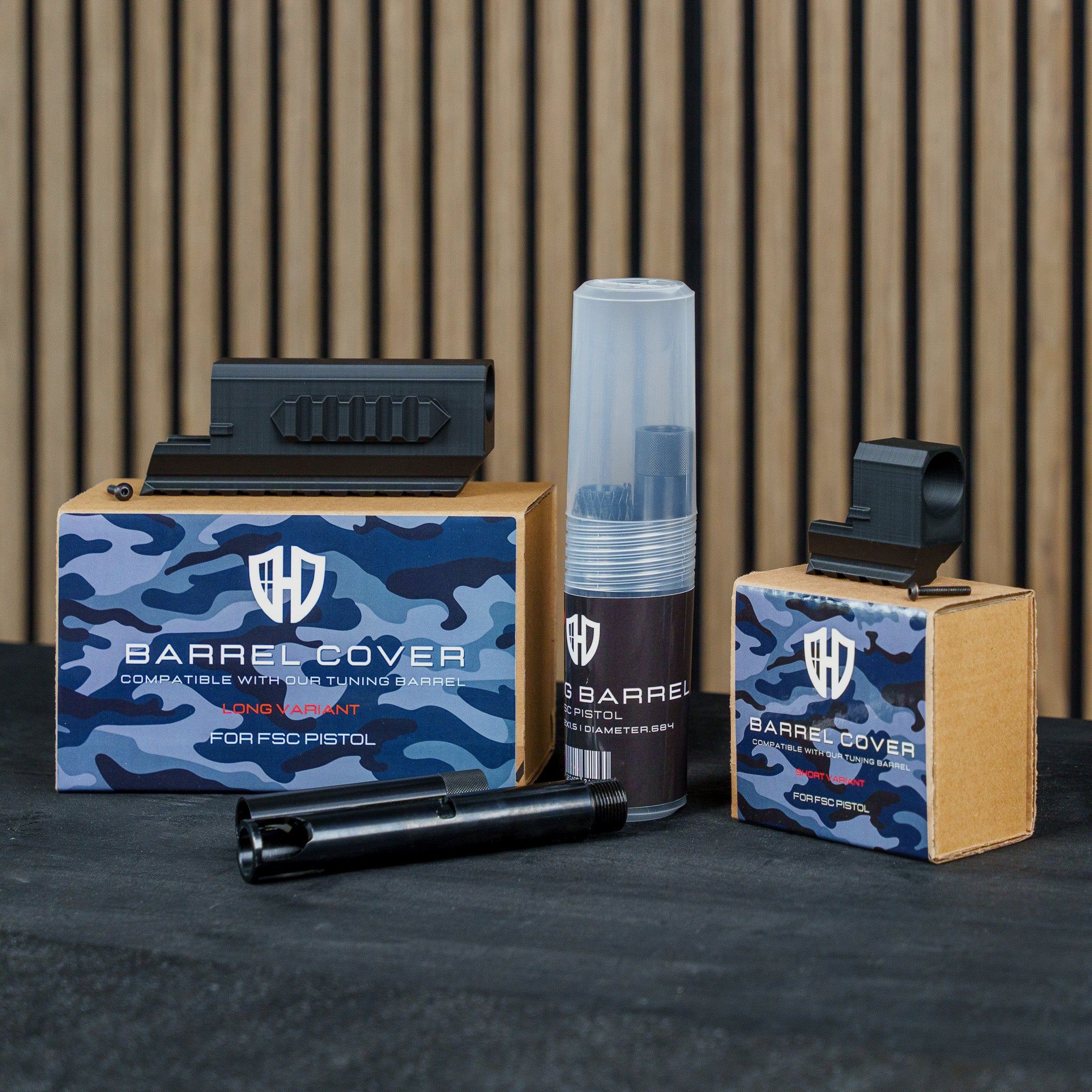 BUNDLE | TUNING BARREL | ACERO + Cubierta para Tuning Barrel | ROSCA 22X1,5 | DIÁMETRO.684 | Pistola FSC