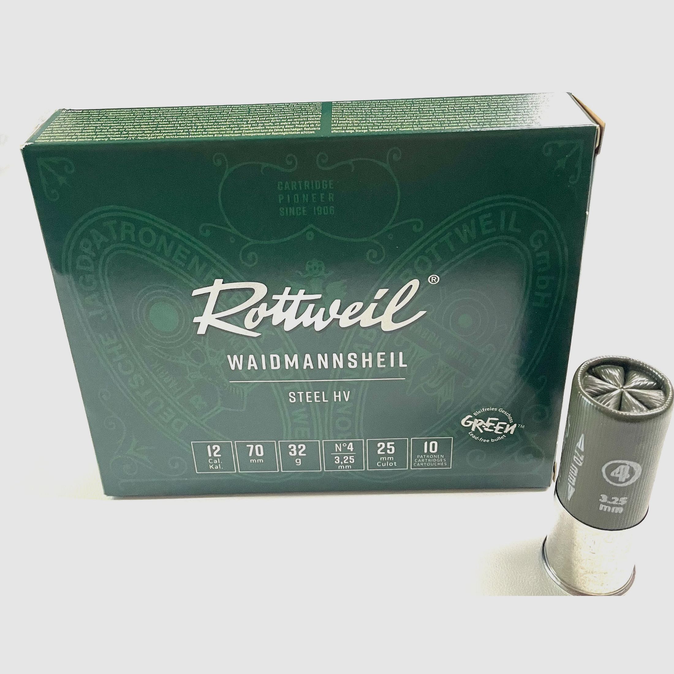 Rottweil 2431746 Waidmannsheil Steel HV 12/70 32g 3,25 mm 10St