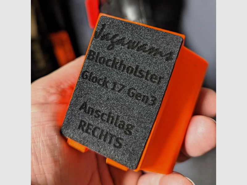 Magnetisches Blockholster für Glock 17 und baugleiche (Schlittenbreite 32mm) für Waffenschrank - Zubehör für den Waffenschrank