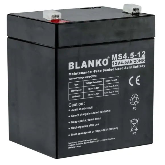 Batterie Rechargeable MS4,5-12 12 Volts Pour Agrainoir
