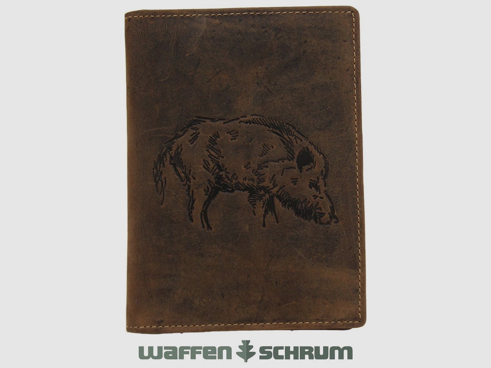 AKAH hunting license case leather with gamekeeper motif 6 compartments